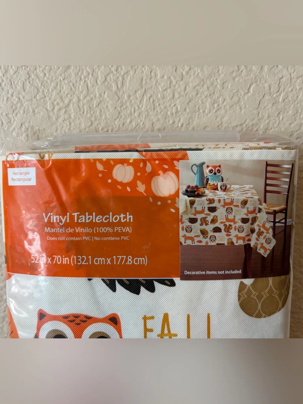 🦊Walmart Mainstays Fall Is Here Woodland Vinyl Tablecloth